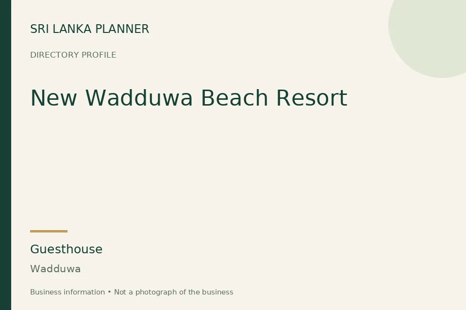 Directory cover for New Wadduwa Beach Resort in Wadduwa, Sri Lanka