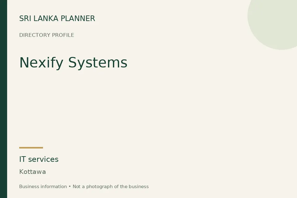 Directory cover for Nexify Systems in Kottawa, Sri Lanka