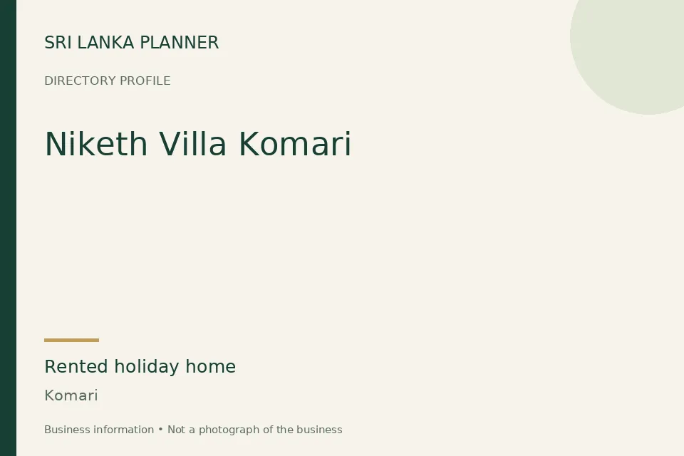 Directory cover for Niketh Villa Komari in Komari, Sri Lanka