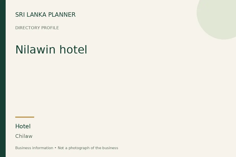 Directory cover for Nilawin hotel in Chilaw, Sri Lanka