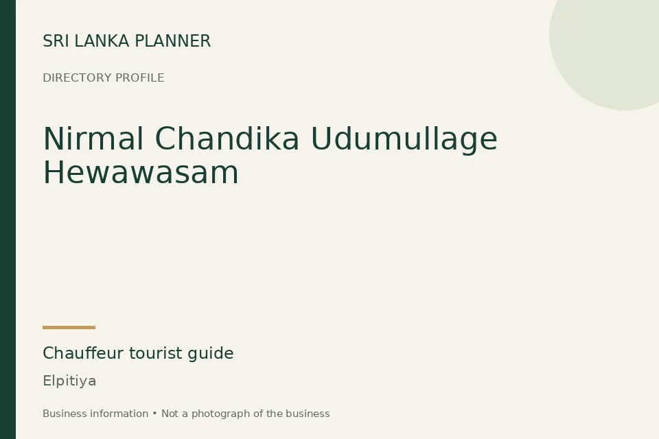 Directory cover for Nirmal Chandika Udumullage Hewawasam in Elpitiya, Sri Lanka