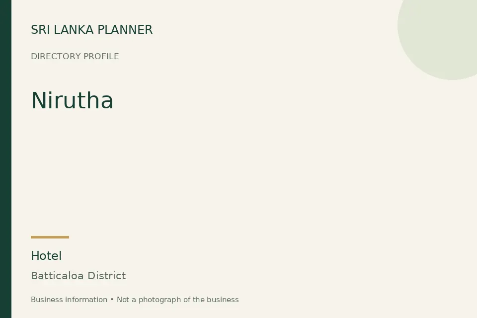 Directory cover for Nirutha in Batticaloa District, Sri Lanka