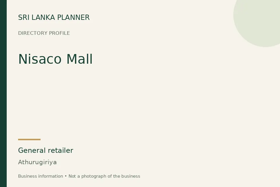 Directory cover for Nisaco Mall in Athurugiriya, Sri Lanka