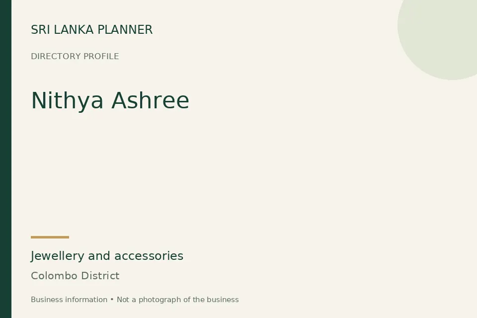 Directory cover for Nithya Ashree in Colombo District, Sri Lanka