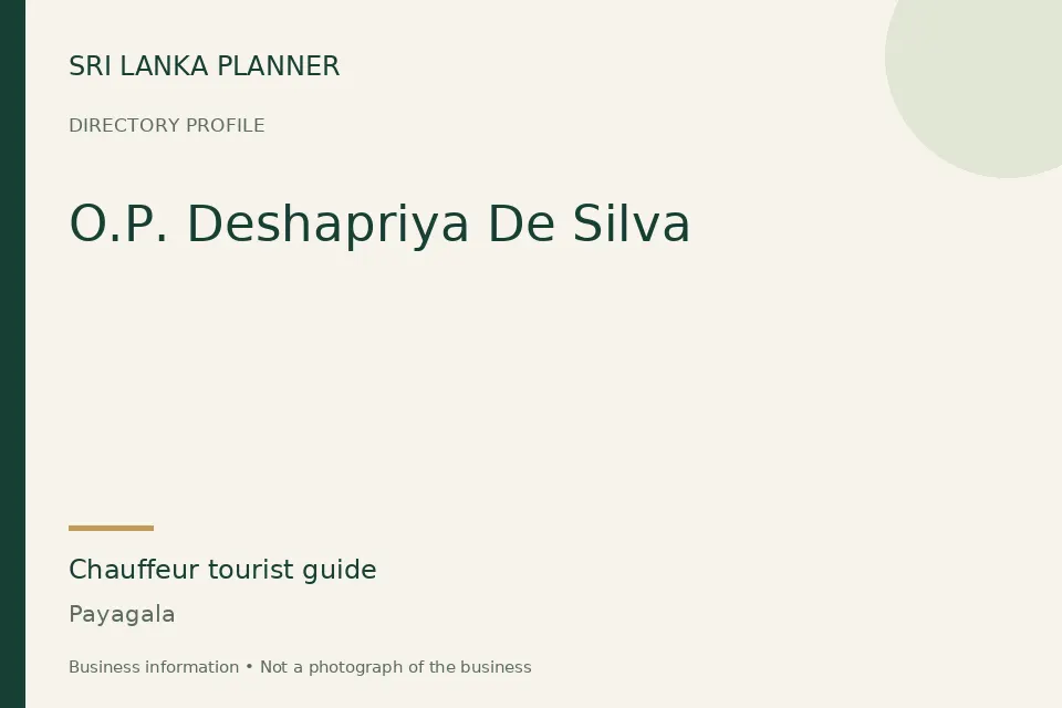 Directory cover for O.P. Deshapriya De Silva in Payagala, Sri Lanka