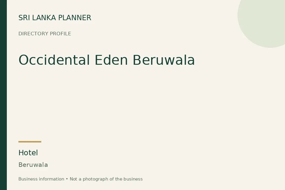 Directory cover for Occidental Eden Beruwala in Beruwala, Sri Lanka