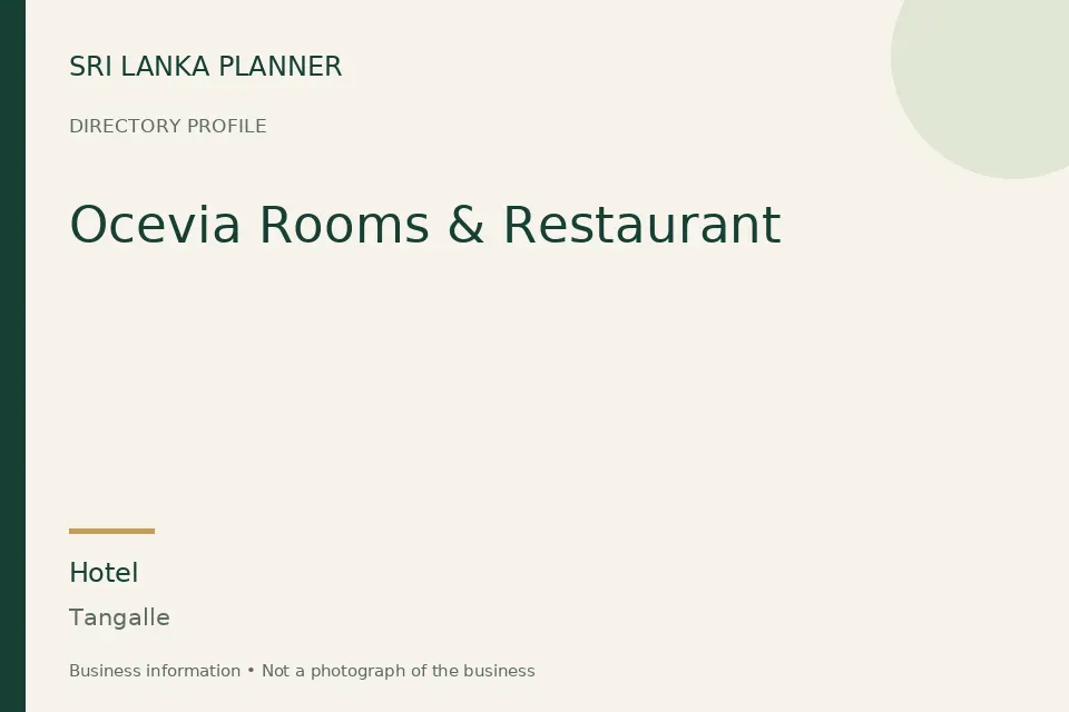 Directory cover for Ocevia Rooms & Restaurant in Tangalle, Sri Lanka