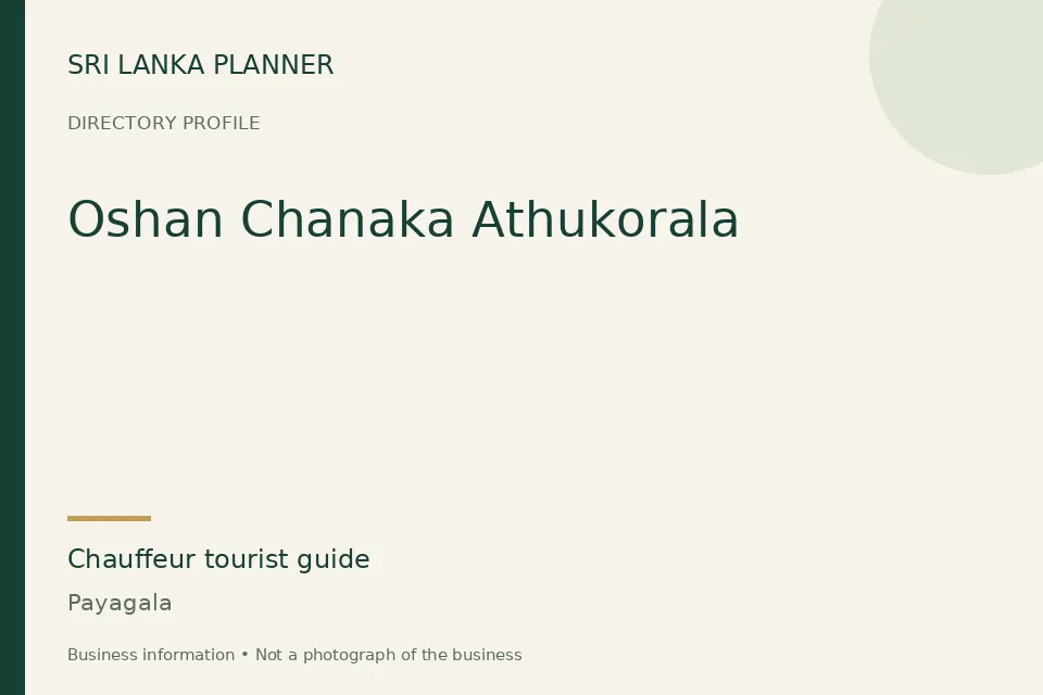Directory cover for Oshan Chanaka Athukorala in Payagala, Sri Lanka