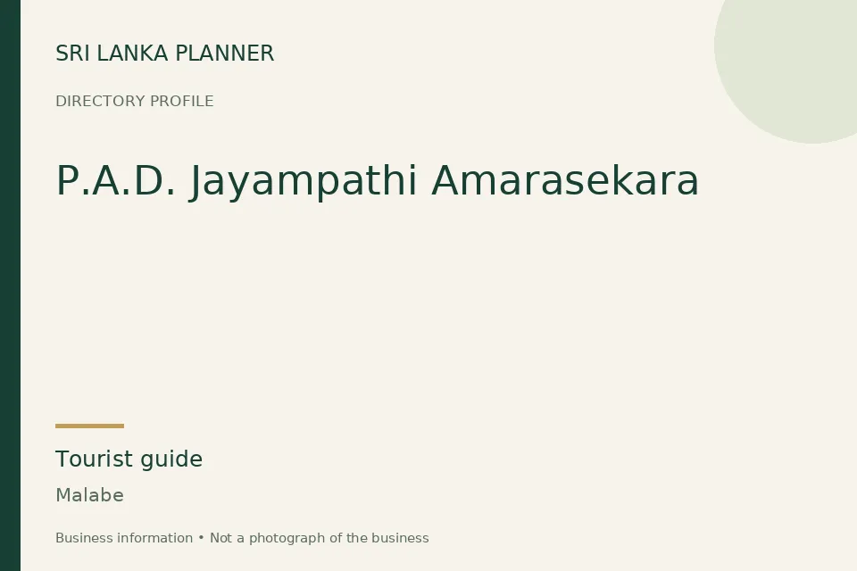 Directory cover for P.A.D. Jayampathi Amarasekara in Malabe, Sri Lanka