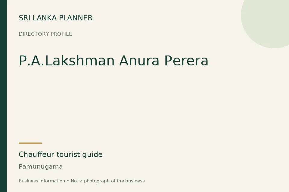 Directory cover for P.A.Lakshman Anura Perera in Pamunugama, Sri Lanka