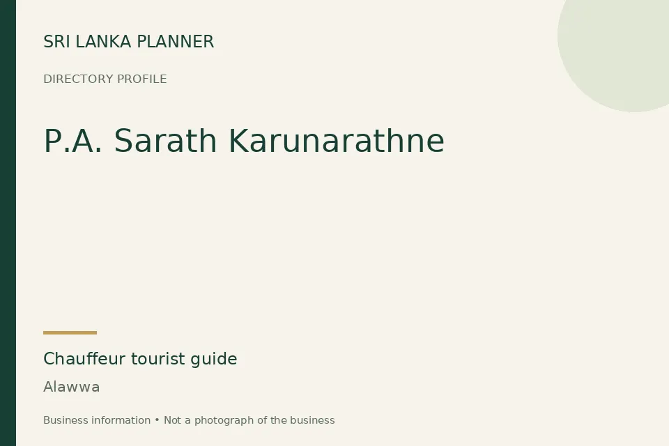 Directory cover for P.A. Sarath Karunarathne in Alawwa, Sri Lanka