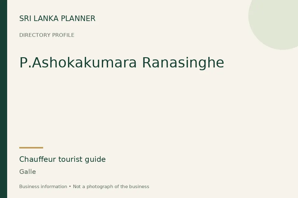 Directory cover for P.Ashokakumara Ranasinghe in Galle, Sri Lanka