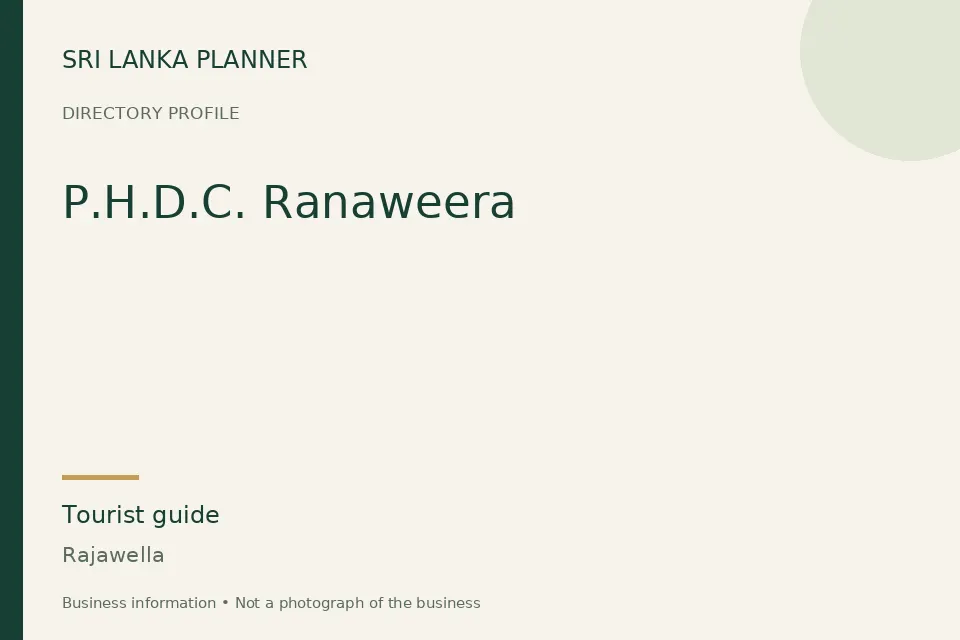 Directory cover for P.H.D.C. Ranaweera in Rajawella, Sri Lanka