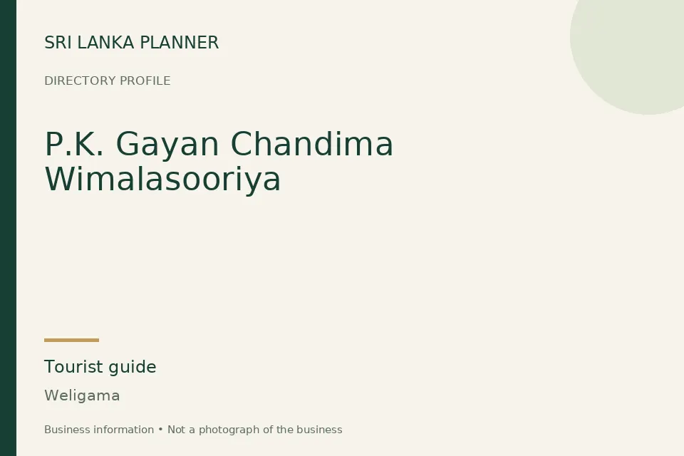 Directory cover for P.K. Gayan Chandima Wimalasooriya in Weligama, Sri Lanka