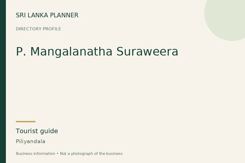 Directory cover for P. Mangalanatha Suraweera in Piliyandala, Sri Lanka
