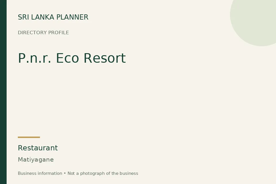 Directory cover for P.n.r. Eco Resort in Matiyagane, Sri Lanka