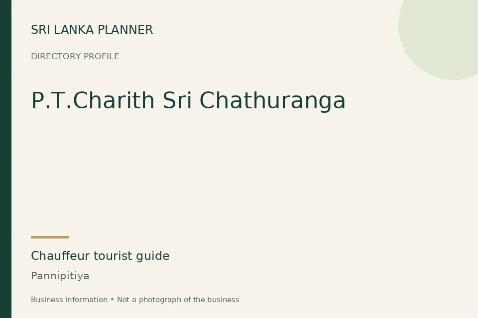 Directory cover for P.T.Charith Sri Chathuranga in Pannipitiya, Sri Lanka