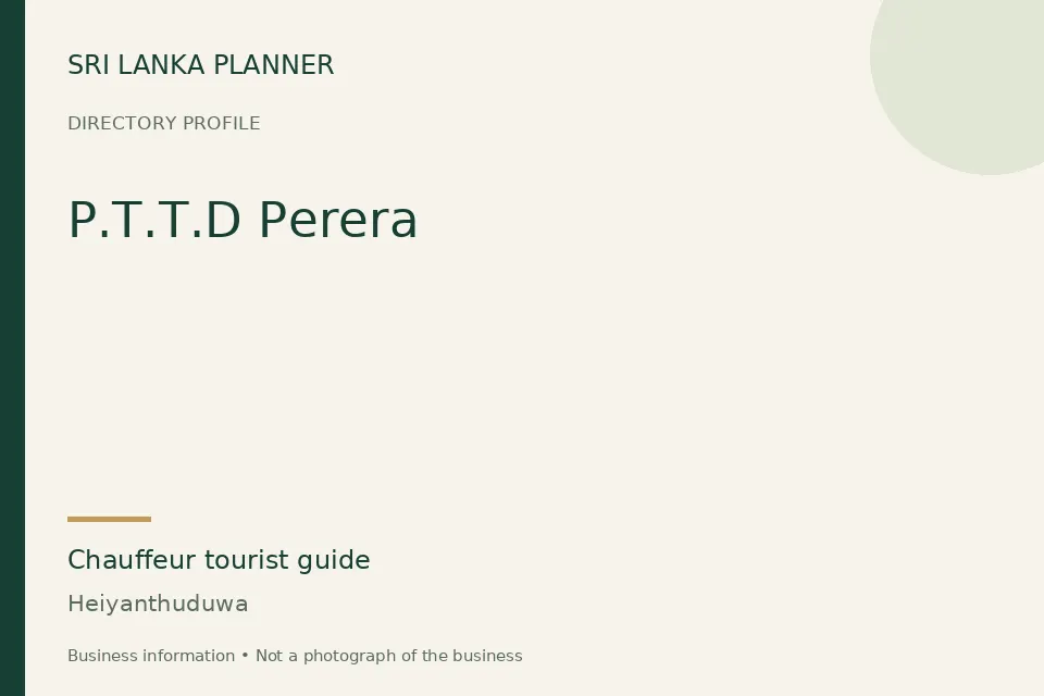 Directory cover for P.T.T.D Perera in Heiyanthuduwa, Sri Lanka