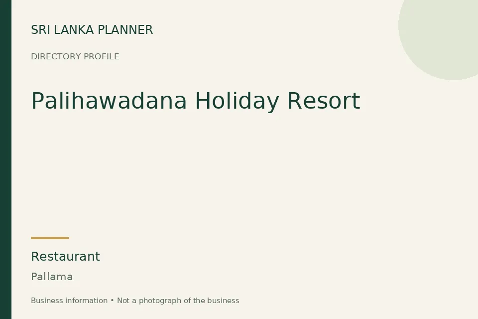 Directory cover for Palihawadana Holiday Resort in Pallama, Sri Lanka