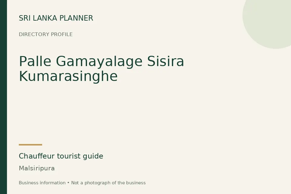 Directory cover for Palle Gamayalage Sisira Kumarasinghe in Malsiripura, Sri Lanka