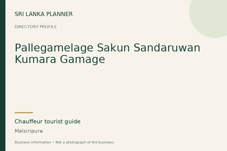 Directory cover for Pallegamelage Sakun Sandaruwan Kumara Gamage in Malsiripura, Sri Lanka