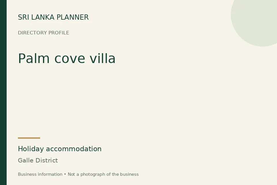 Directory cover for Palm cove villa in Galle District, Sri Lanka