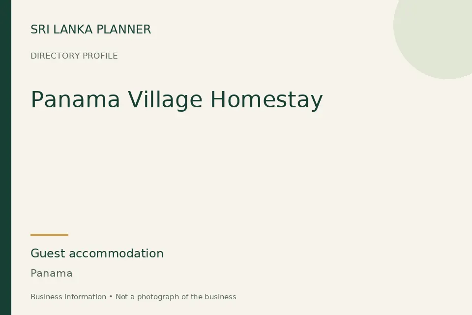 Directory cover for Panama Village Homestay in Panama, Sri Lanka