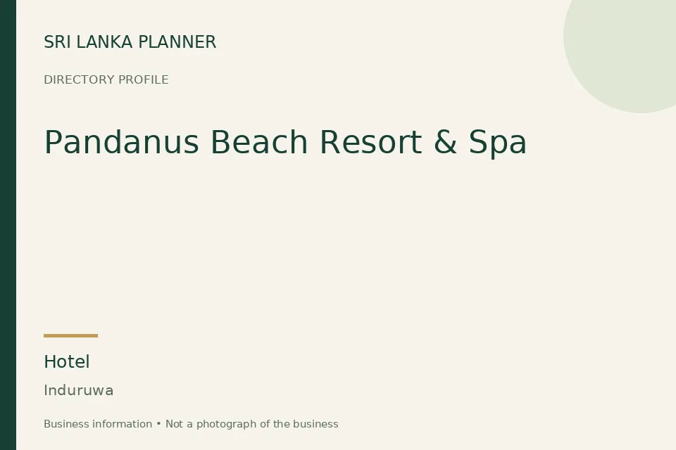 Directory cover for Pandanus Beach Resort & Spa in Induruwa, Sri Lanka