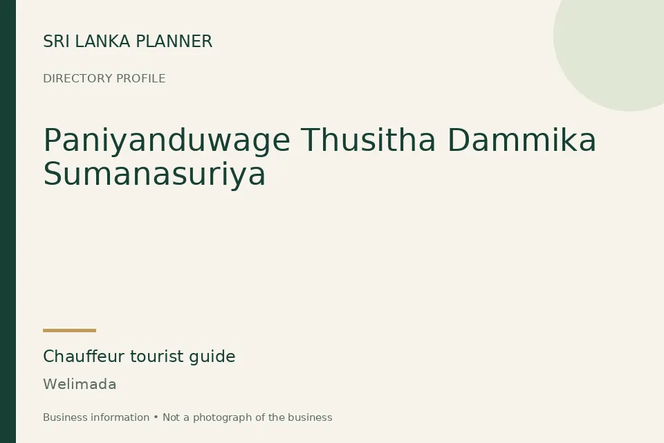 Directory cover for Paniyanduwage Thusitha Dammika Sumanasuriya in Welimada, Sri Lanka