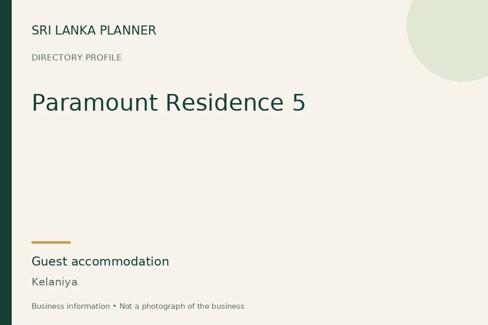 Directory cover for Paramount Residence 5 in Kelaniya, Sri Lanka