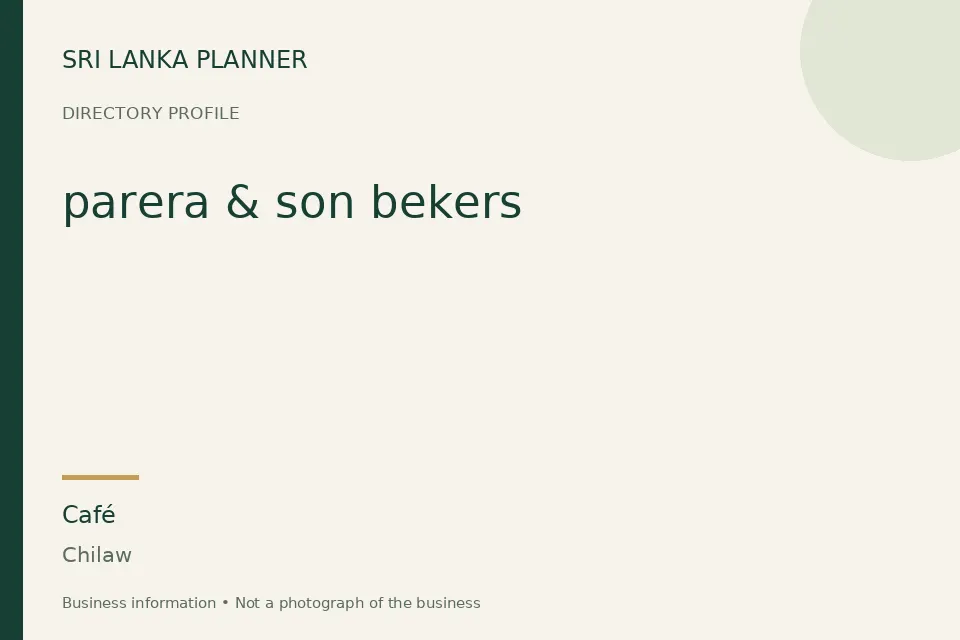 Directory cover for parera & son bekers in Chilaw, Sri Lanka