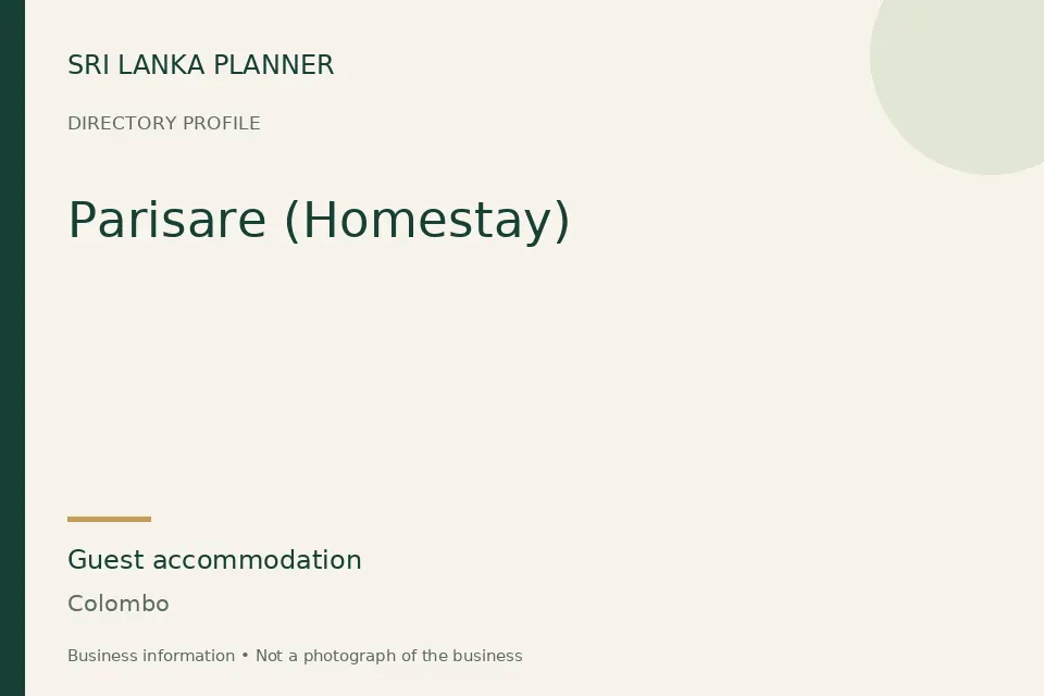 Directory cover for Parisare (Homestay) in Colombo, Sri Lanka