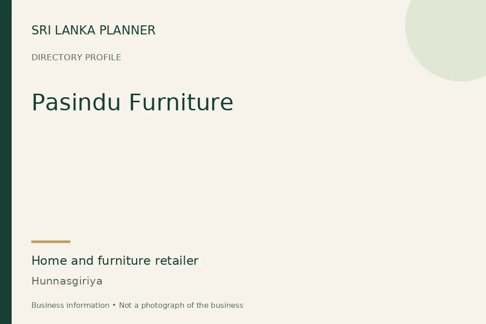 Directory cover for Pasindu Furniture in Hunnasgiriya, Sri Lanka