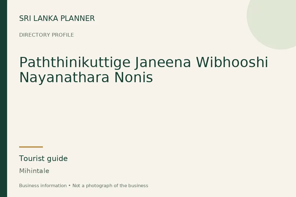 Directory cover for Paththinikuttige Janeena Wibhooshi Nayanathara Nonis in Mihintale, Sri Lanka