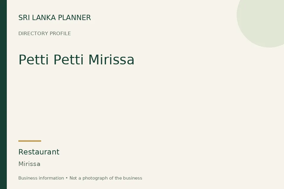 Directory cover for Petti Petti Mirissa in Mirissa, Sri Lanka