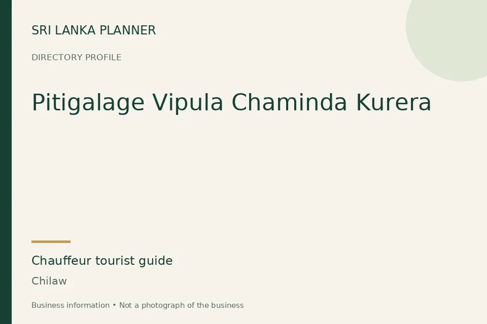 Directory cover for Pitigalage Vipula Chaminda Kurera in Chilaw, Sri Lanka