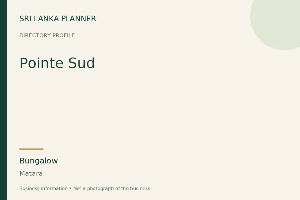 Directory cover for Pointe Sud in Matara, Sri Lanka
