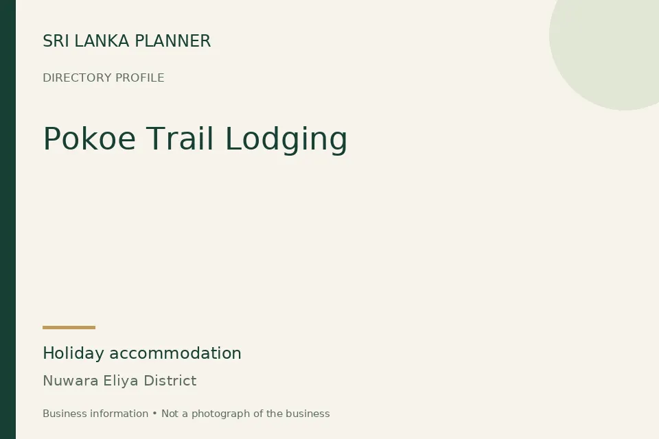 Directory cover for Pokoe Trail Lodging in Nuwara Eliya District, Sri Lanka