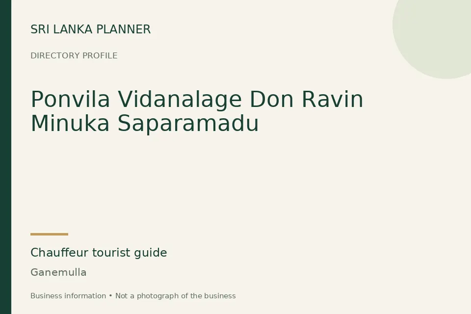 Directory cover for Ponvila Vidanalage Don Ravin Minuka Saparamadu in Ganemulla, Sri Lanka