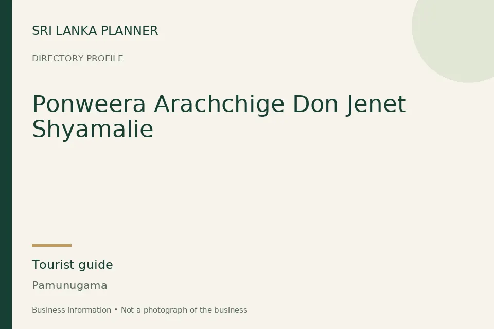 Directory cover for Ponweera Arachchige Don Jenet Shyamalie in Pamunugama, Sri Lanka