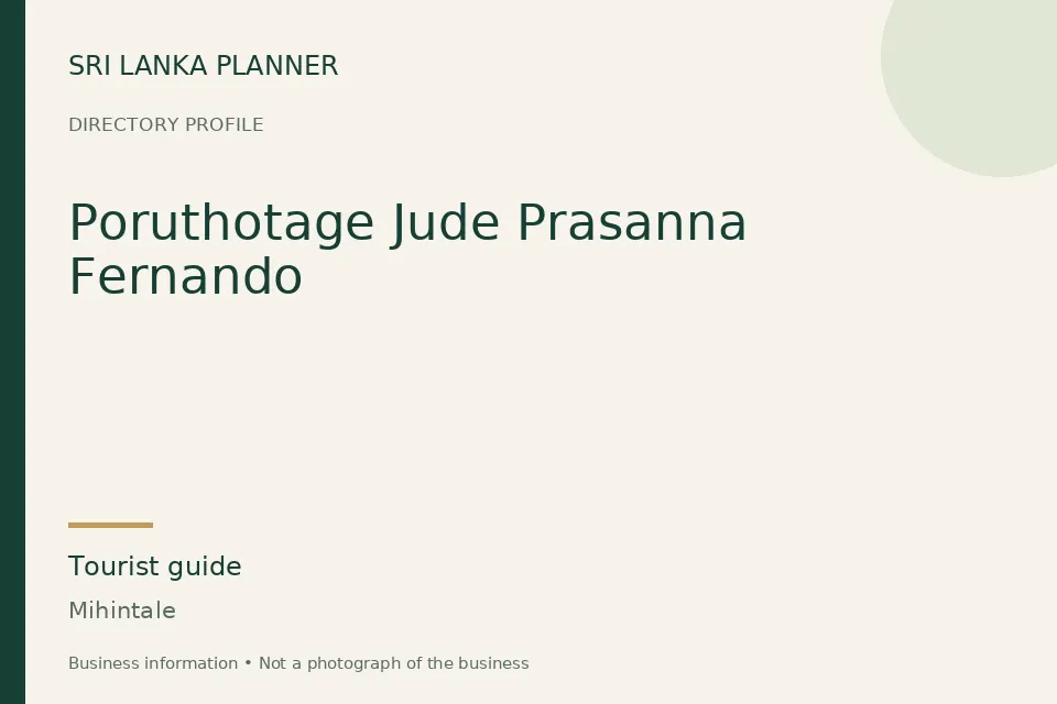 Directory cover for Poruthotage Jude Prasanna Fernando in Mihintale, Sri Lanka