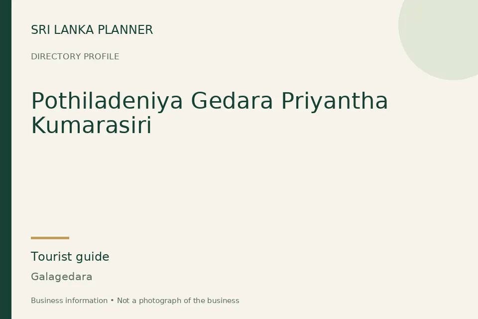 Directory cover for Pothiladeniya Gedara Priyantha Kumarasiri in Galagedara, Sri Lanka
