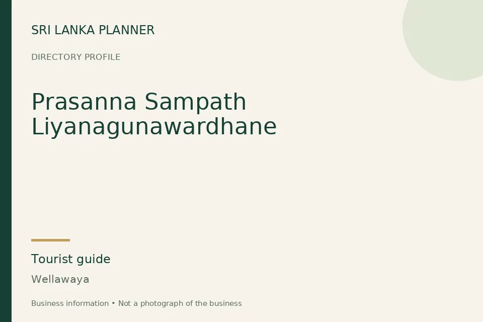 Directory cover for Prasanna Sampath Liyanagunawardhane in Wellawaya, Sri Lanka