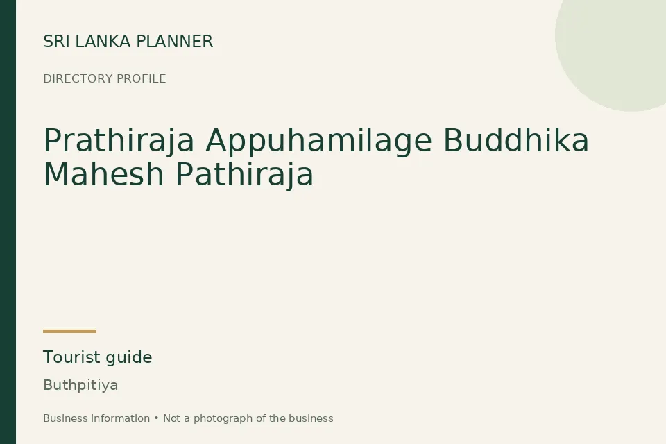Directory cover for Prathiraja Appuhamilage Buddhika Mahesh Pathiraja in Buthpitiya, Sri Lanka