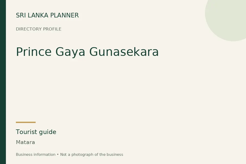 Directory cover for Prince Gaya Gunasekara in Matara, Sri Lanka