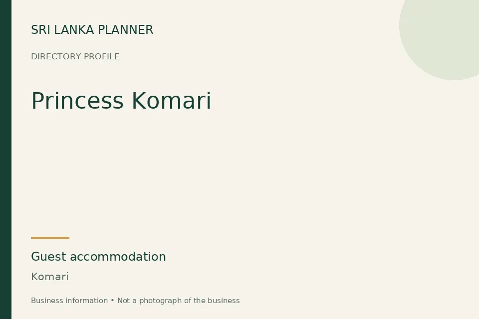 Directory cover for Princess Komari in Komari, Sri Lanka