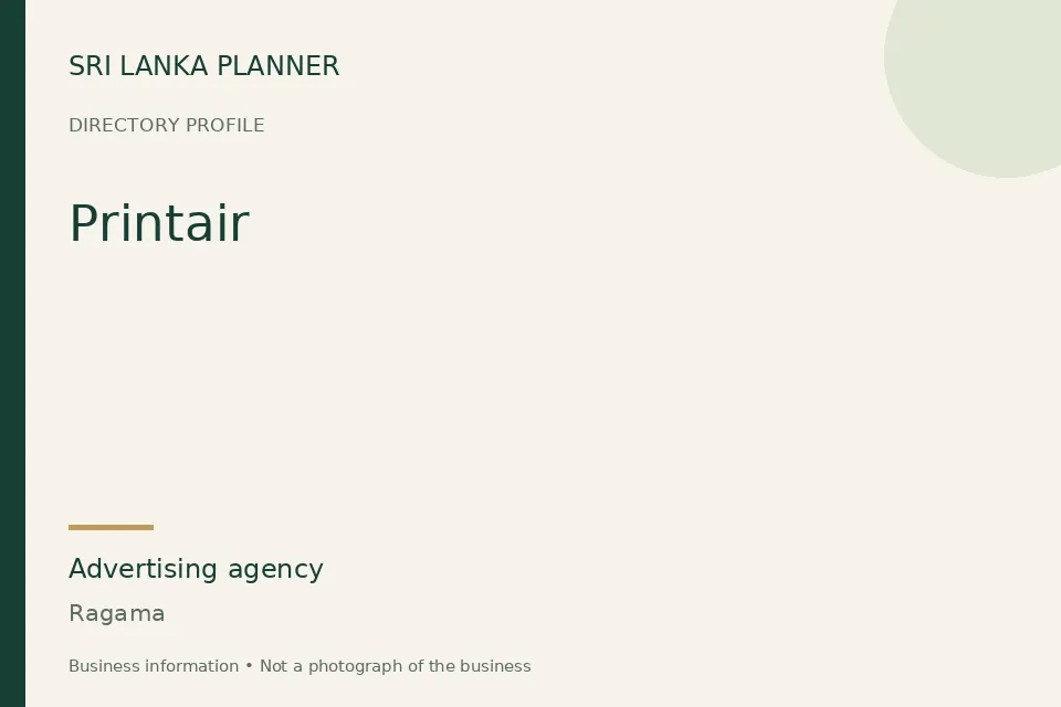 Directory cover for Printair in Ragama, Sri Lanka