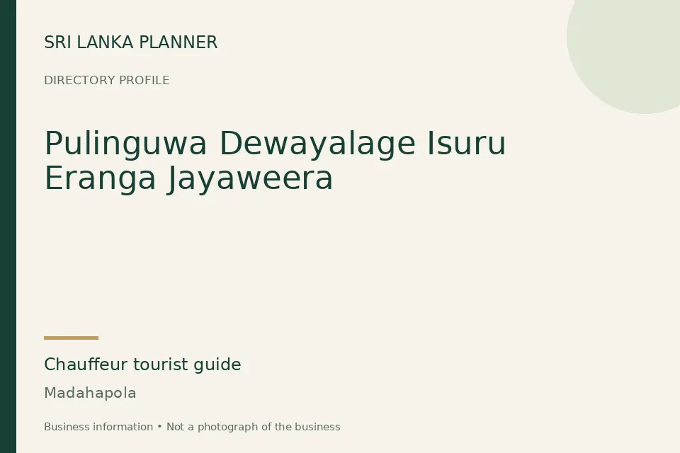 Directory cover for Pulinguwa Dewayalage Isuru Eranga Jayaweera in Madahapola, Sri Lanka