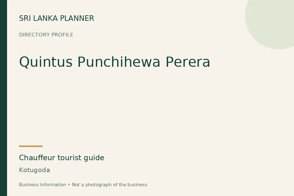 Directory cover for Quintus Punchihewa Perera in Kotugoda, Sri Lanka