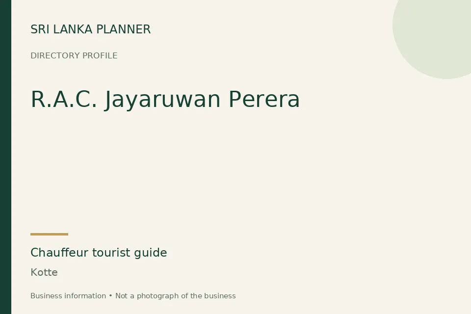 Directory cover for R.A.C. Jayaruwan Perera in Kotte, Sri Lanka